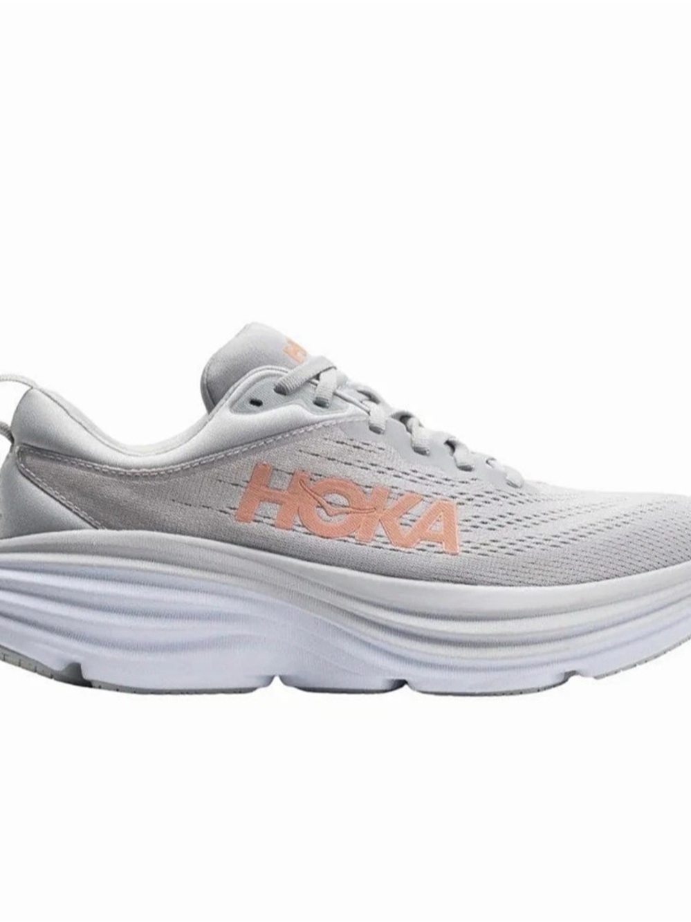HOKA Bondi 8 Women's Athletic Shoes Gray & Pink US 7 B